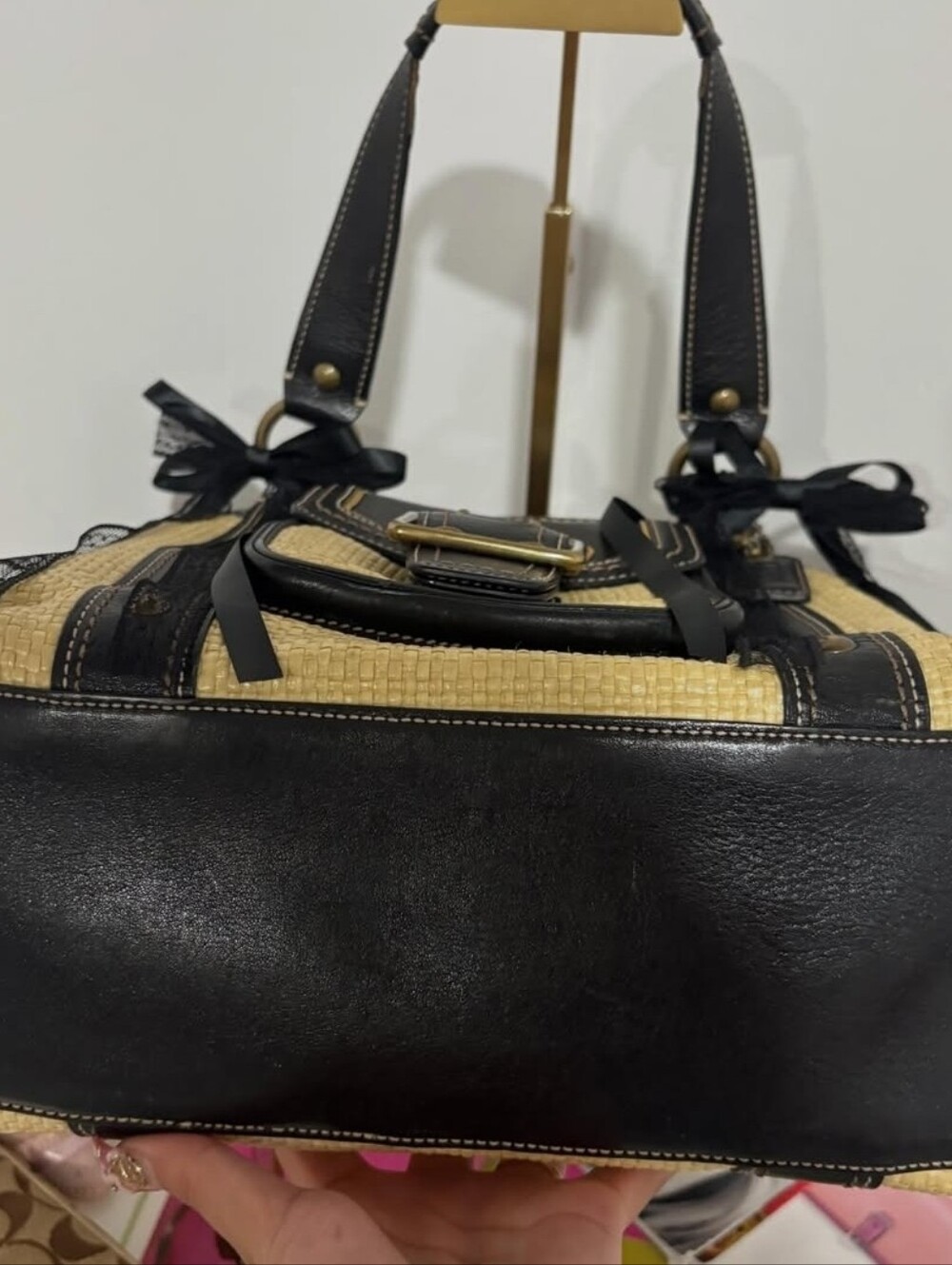 Vintage Coach Legacy Straw and Leather Tote 2005 EUC - Picture 4 of 16